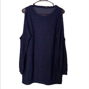 Rachael & Chloe Navy Cold Shoulder Top
